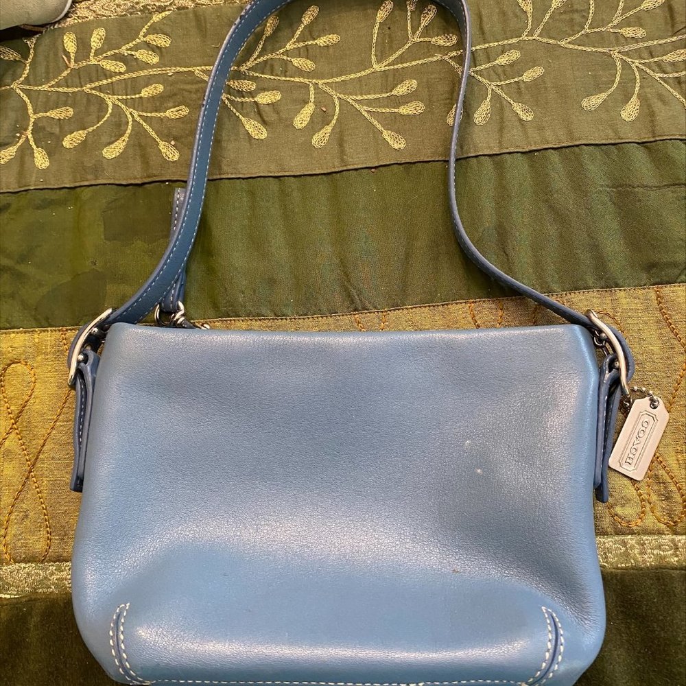 Vintage Coach Leather Blue Mini Bag